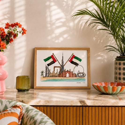 Dubai Skyline A4 Framed Print