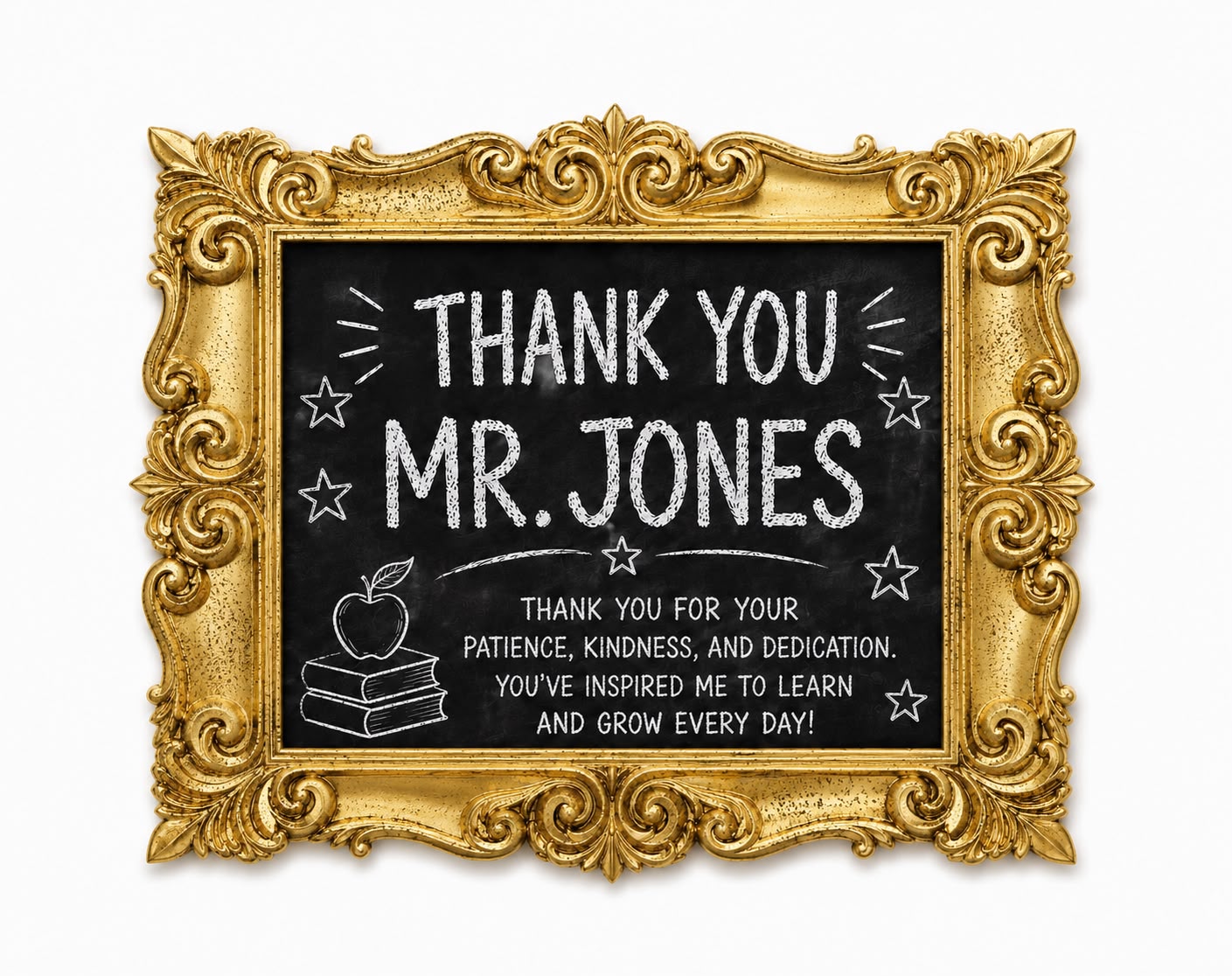 Personalised Teacher Appreciation Chocolate Plaque – Gold Frame Design
