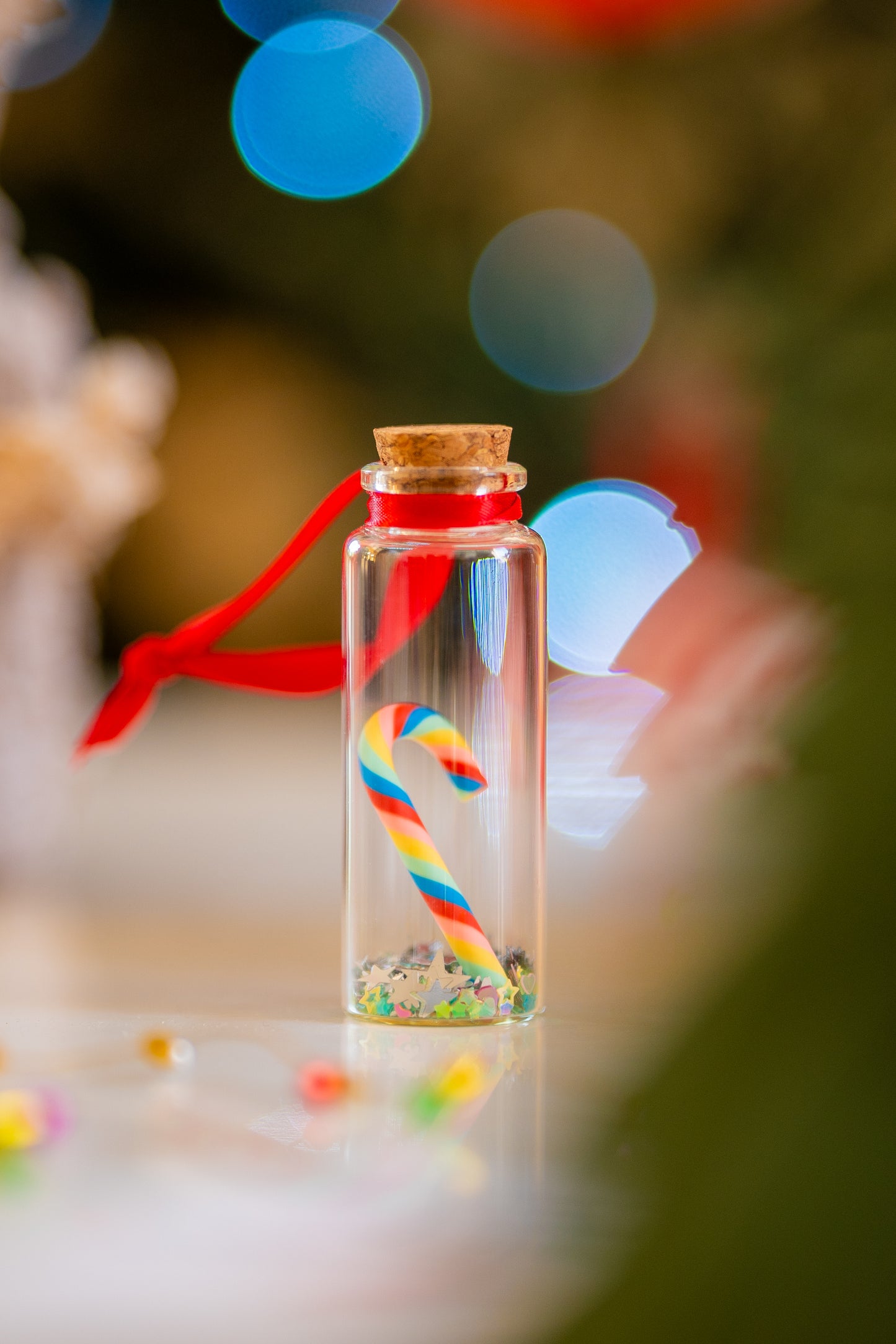 Handmade Candy Cane Glass Bottle Decoration - Assorted Colours