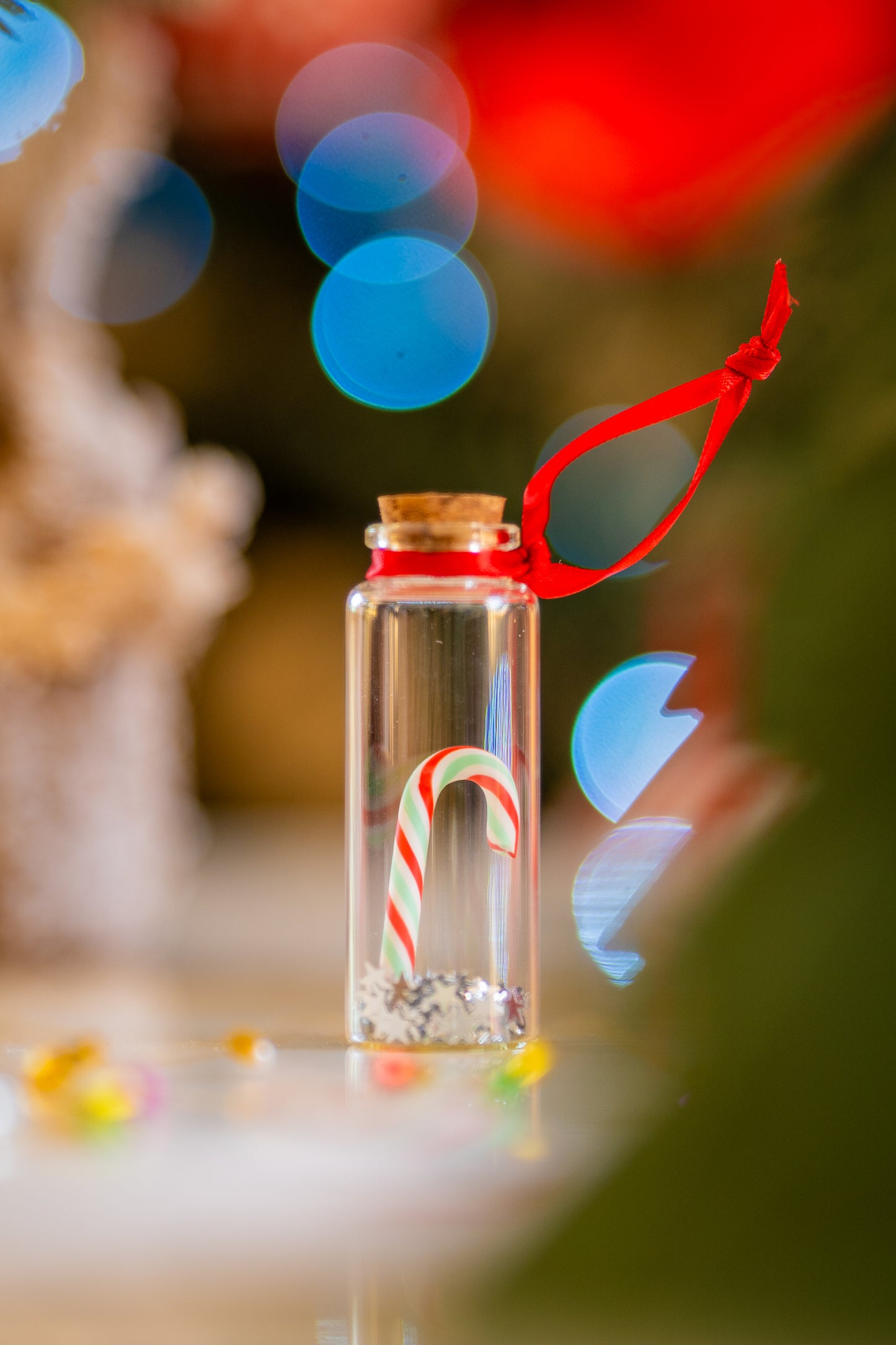 Handmade Candy Cane Glass Bottle Decoration - Assorted Colours