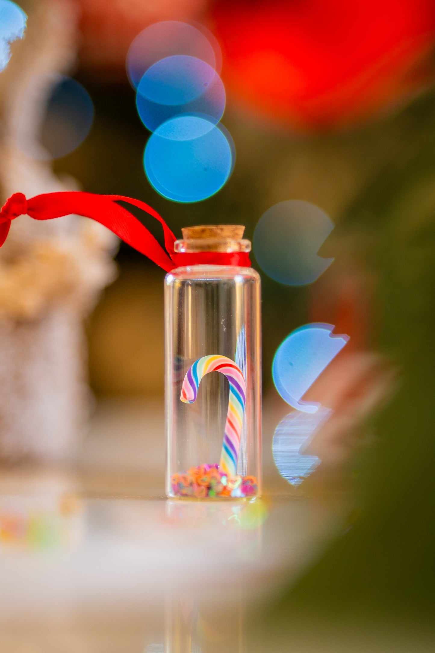 Handmade Candy Cane Glass Bottle Decoration - Assorted Colours